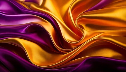 Obraz premium Abstract Background with 3D Wave Bright Gold and Purple Gradient Silk Fabric