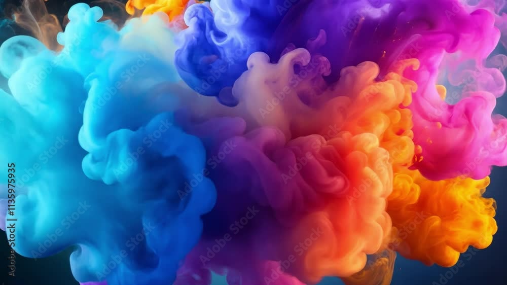Aufkleber Abstract Ink Swirls: Vivid, vibrant, and mesmerizing abstract painting of colorful ink swirls. This photo is perfect for adding a touch of color and creativity to your next design project. 