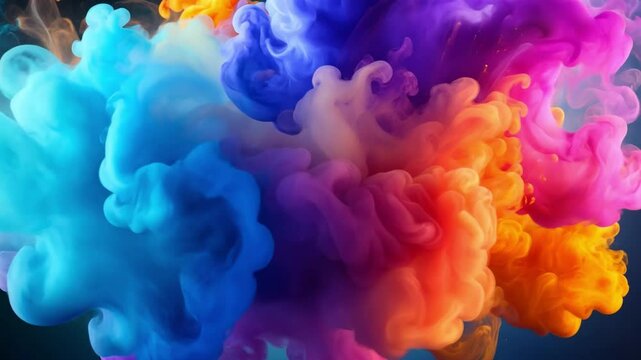 Abstract Ink Swirls: Vivid, vibrant, and mesmerizing abstract painting of colorful ink swirls. This photo is perfect for adding a touch of color and creativity to your next design project. 