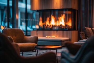 Cozy Fireplace in Modern Lounge