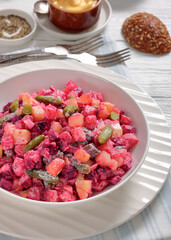 Rosolli, Finnish Christmas festive salad in a bowl