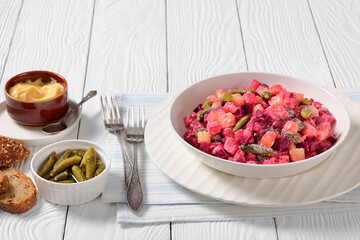 Rosolli, Finnish Christmas festive salad in a bowl