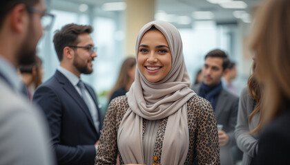 Confident muslim woman at an office event 