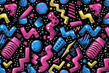 Fototapeta premium Abstract Neon Geometric Pattern Design Featuring Bold Shapes and Colors