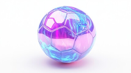 Naklejka premium A glowing soccer ball with an energetic aura, representing excitement, placed on a clean white background