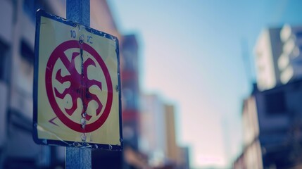 Close-up of redacted warning sign featuring biohazard symbol, highlighting health risks and safety precautions in professional context.