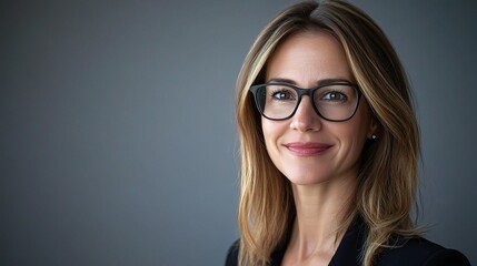 Fototapeta premium Portrait of a Cheerful Businesswoman with a Dreamy Expression