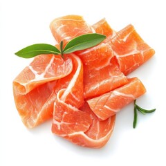 Isolated ham slices.