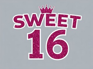Sweet Sixteen Glitter Design With Crown