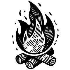 Campfire sketch silhouette