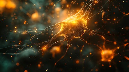 Obraz premium Digital visualization of neural activity illuminating lab insights