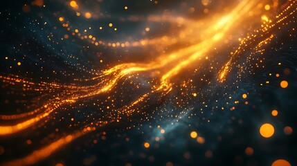Fototapeta premium Dynamic flow of light particles digital space abstract visuals