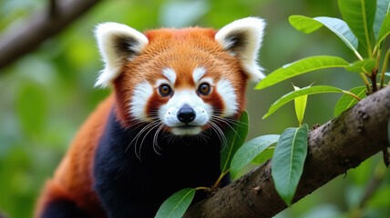 Naklejka premium Red panda on branch