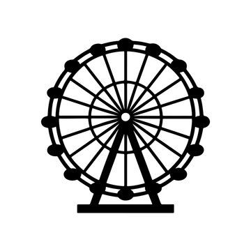 Ferris wheel silhouette, black and white silhouette, vector and illustration