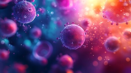 Fototapeta premium Microscopic viruses vibrant abstract lab scientific imagery