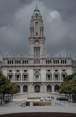 Fototapeta premium Avenue of Aliados in the city of Porto, Portugal. Beautiful avenue in the city centre, looking up towards the city hall...