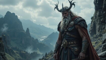 Majestic Mountain King Ancient Warrior Epic Fantasy