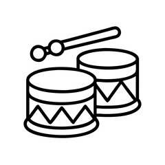 drums for festival icon, canada day line art, canada icon - simple black line art icon of drums for festival, symbolizing canada day celebrations. canadian vector art.