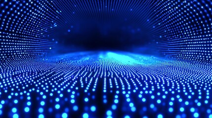 Dynamic blue light display virtual space digital art abstract