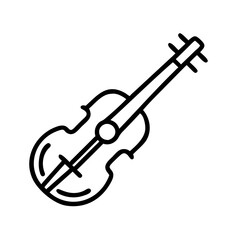 fiddle for traditional music icon, canada day line art, canada icon - simple black line art icon of fiddle for traditional music, symbolizing canada day celebrations. canadian vector art.