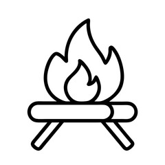 fire pit icon, canada day line art, canada icon - simple black line art icon of fire pit, symbolizing canada day celebrations. canadian vector art.