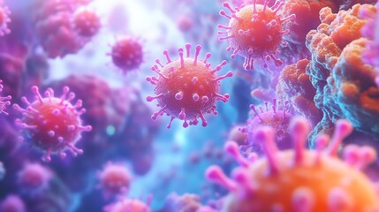 Virus particles microscopic world scientific illustration digital art