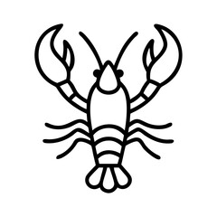 lobster for atlantic provinces icon, canada day line art, canada icon - simple black line art icon of lobster for atlantic provinces, symbolizing canada day celebrations. canadian vector art.