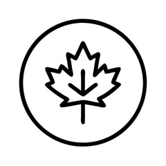 maple leaf on a circle icon, canada day line art, canada icon - simple black line art icon of maple leaf on a circle, symbolizing canada day celebrations. canadian vector art.