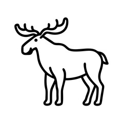 moose icon, canada day line art, canada icon - simple black line art icon of moose, symbolizing canada day celebrations. canadian vector art.