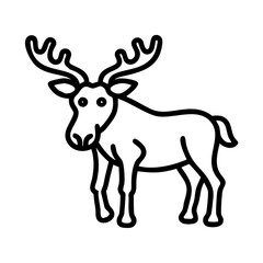 Fototapeta premium moose icon, canada day line art, canada icon - simple black line art icon of moose, symbolizing canada day celebrations. canadian vector art.