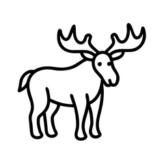 moose icon, canada day line art, canada icon - simple black line art icon of moose, symbolizing canada day celebrations. canadian vector art.