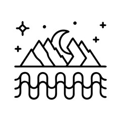 northern lights icon, canada day line art, canada icon - simple black line art icon of northern lights, symbolizing canada day celebrations. canadian vector art.