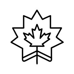 red maple leaf emblem icon, canada day line art, canada icon - simple black line art icon of red maple leaf emblem, symbolizing canada day celebrations. canadian vector art.