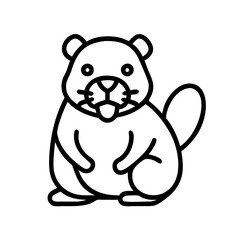 beaver icon, canada day line art, canada icon - simple black line art icon of beaver, symbolizing canada day celebrations. canadian vector art.