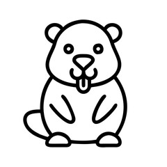 beaver icon, canada day line art, canada icon - simple black line art icon of beaver, symbolizing canada day celebrations. canadian vector art.
