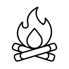 campfire icon, canada day line art, canada icon - simple black line art icon of campfire, symbolizing canada day celebrations. canadian vector art.