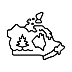 canadian coastline icon, canada day line art, canada icon - simple black line art icon of canadian coastline, symbolizing canada day celebrations. canadian vector art.