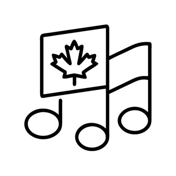 recommend clip art: canadian anthem music notes icon, canada day line art, canada icon - simple black line art icon of canadian anthem music notes, symbolizing canada day celebrations. canadian vector art.