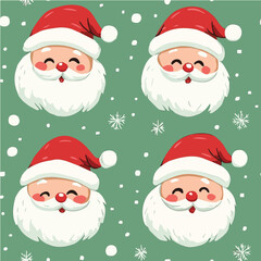 Seamless pattern of Cute cartoon Santa illustration