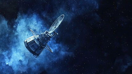 Obraz premium Spacecraft Soaring Through A Cosmic Nebula