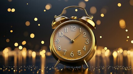 New Year's Eve Countdown with Golden Clock and Festive Decorations - New Year Celebration
