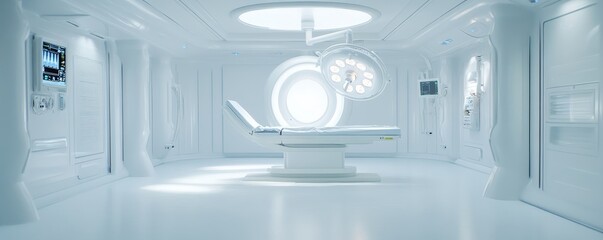 A sterile operating room illuminated with bright surgical lights, ready for a critical procedure.