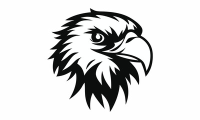 Eagle head silhouette vector illustration, head stylized tattoo
