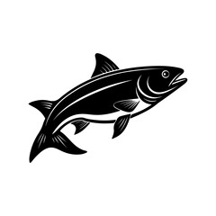 bass fish silhouette, black and white silhouette, vector and illustration