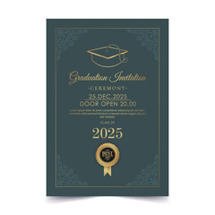 Elegant dark Gold graduation invitation template
