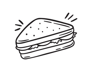 sandwich doodle hand drawn icon. Outline drawing sandwich line clipart symbol