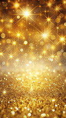 Luxury glistening gold background with twinkling stars, christmas, new year, smartphone wallpaper