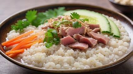  In many Asian nations, congee is a rice porridge flavored with meat and pickled vegetables.