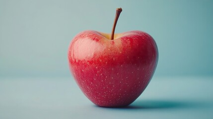 A Single Red Apple on a Blue Background