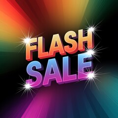Flash Sale Announcement with Colorful Ray Background